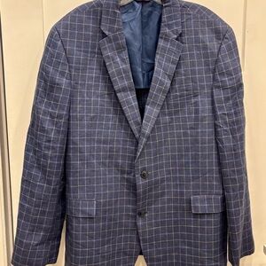 Tommy Hilfiger Navy Windowpane 100% Linen Sport Coat Preppy